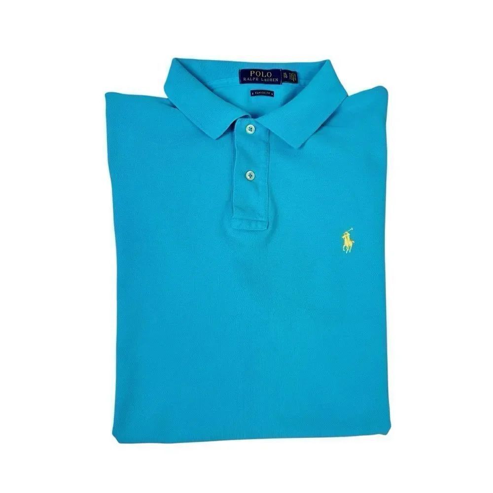 POLO RALPH LAUREN Classic Fit Mens XL Blue Cotton Short Sleeve Polo Shirt